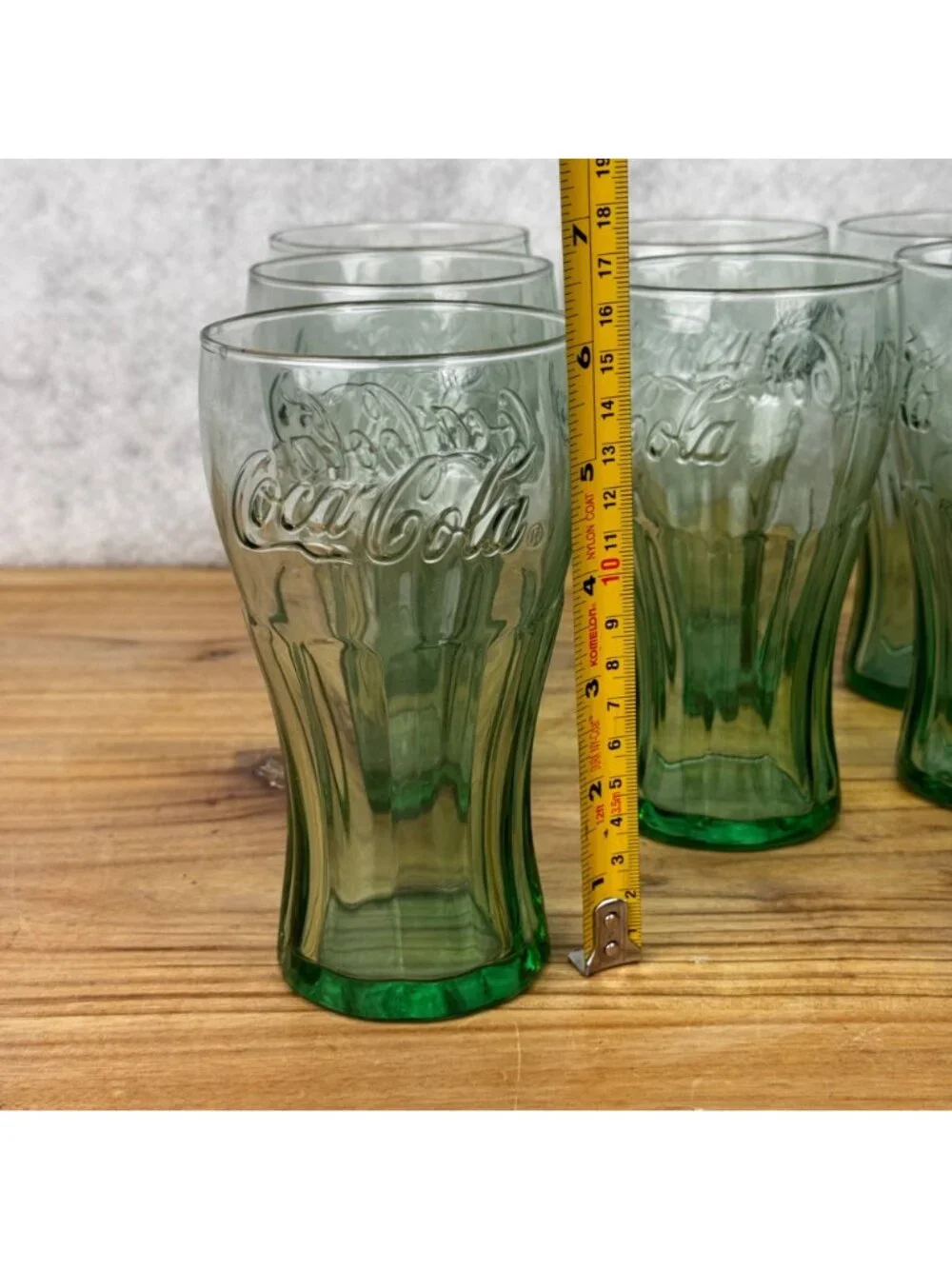 Set of 10 Vintage Coca-Cola Green Libbey Flared Glass Cup 6